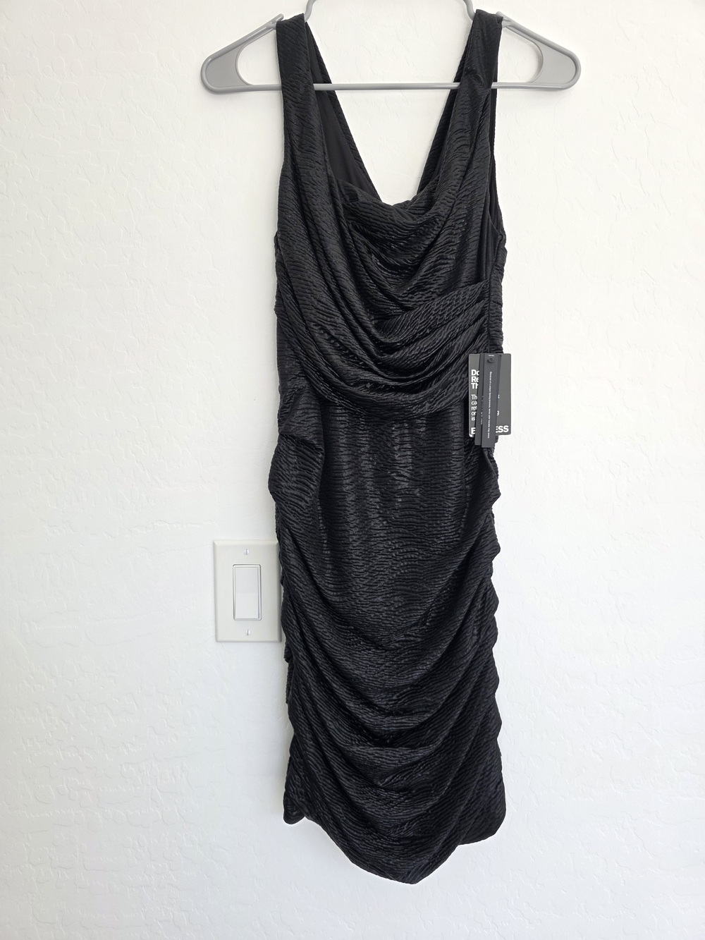 Express Black Draped Midi Dress